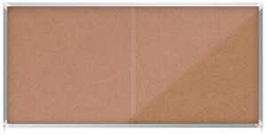 Nobo Prem Cork Lock Board 27xA4, rectangular cork bulletin board with metal frame and cork surface for notices and memos.