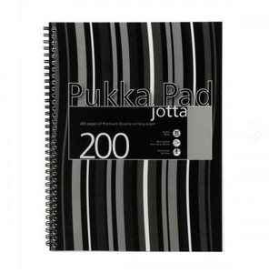 Pukka Jotta Wire A4 Poly BK Stripe PK3, A4 size black and white stripe polywire notebook with 200 pages.