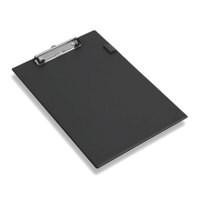 Rapesco Clipboard A4 Foolscap Black, black plastic clipboard with a metal clip for holding papers securely.