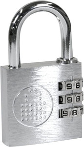 LNC Resettable Keyless Padlock Mini CarryOn, metallic padlock with combination dials and keyless design.