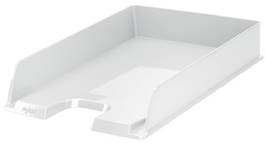 Rexel Choices A4 Letter Tray White, ergonomic desk organizer for holding letter-sized documents.