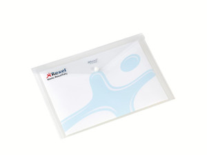 Rexel Popper Wallets A4 White PK5, set of five white A4-sized wallets with popper fasteners.