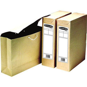 Fellowes R-Kive Basic Storage Bag Files PK25, beige file storage bags with white handles and labels for organizing documents.