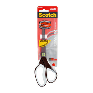 Scotch Titanium Non-Stick Scissors 200mm, scissors with titanium non-stick coated blades and ergonomic white and black handles.