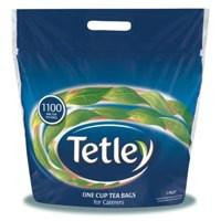 CW Office Tetley One Cup Teabags PK1100, package of 1100 tea bags in a blue and green bag for office use