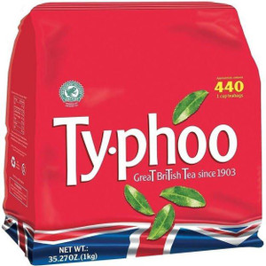 CW Office Typhoo One Cup Tea PK440, red packaging with tea leaves, contains 440 tea bags, 1kg
