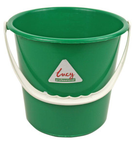 CW Office ValueX 10 Ltr Plastic Bucket Green, sturdy green plastic bucket with a white handle.