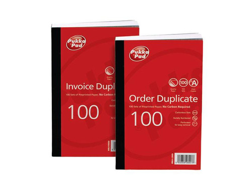 CW Office ValueX Duplicate Invoice Book 210x130mm PK5, red printed duplicate invoice books for business records.