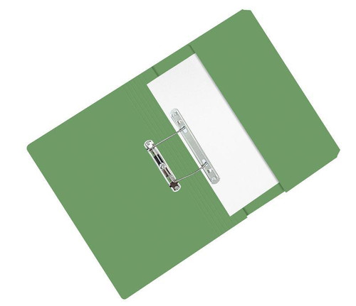CW Office ValueX Trans File Pckt FS GN PK25, green and white plastic file folder with metal ring binder mechanism inside.