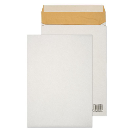 CW Office E4 White P&S Padded Gus 140gsm PK100, white padded gusseted paper sheets in packaging.