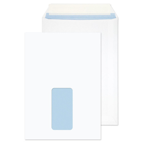 CW Office ValueX C5 White Window P&S 100gsm PK500, white printing paper pack with a partially visible packaging and a sheet showing a blue window design.