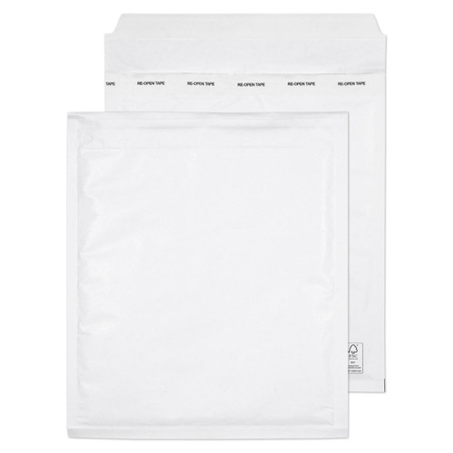 CW Office White P&S Bubble 90gsm 260x220 PK100, white bubble padded envelopes for protective mailing.