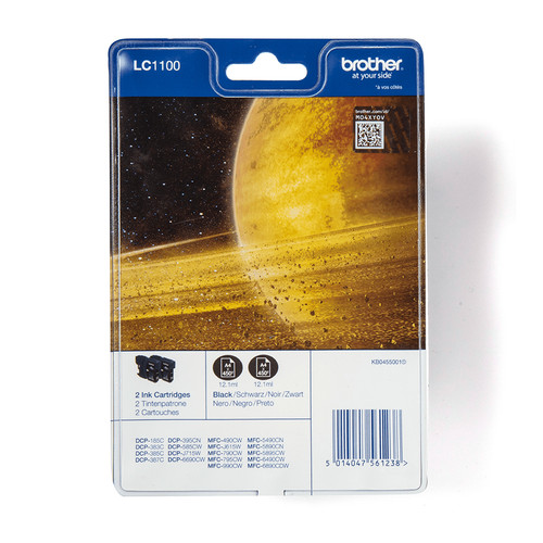 Brother Black Ink Cartridge 2x10ml Twinpack - LC1100BK - main product image