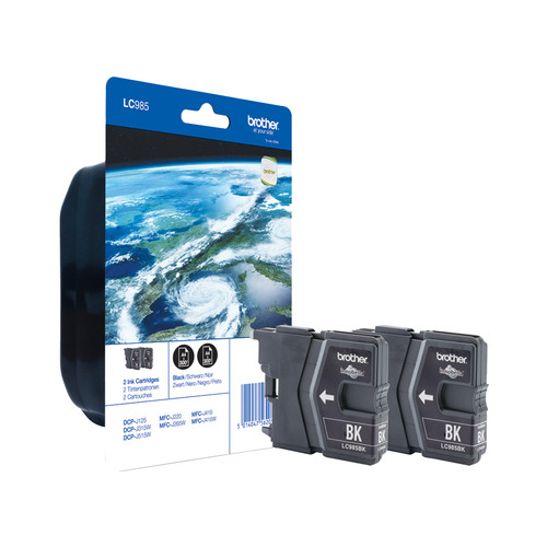 Brother Black Ink Cartridge 2x9ml Twinpack - LC985BK - main product image