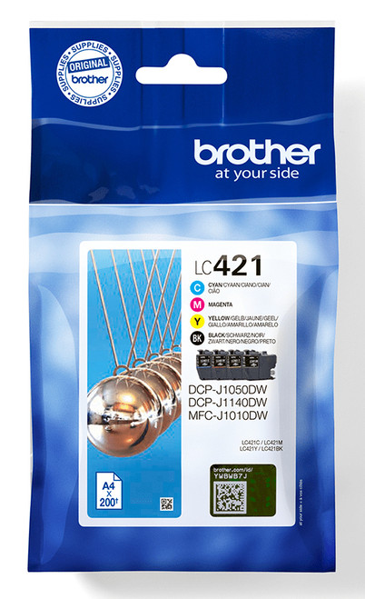 Brother Value Pack Black Cyan Magenta Yellow Standard Capacity Ink Cartridge 200 pages - LC421VAL - main product image