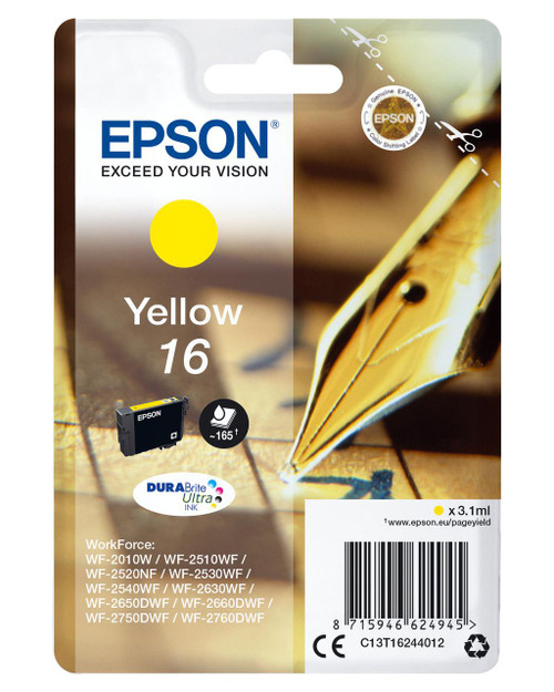  Epson 16 Pen and Crossword Yellow Standard Capacity Ink Cartridge 3ml - C13T16244012 