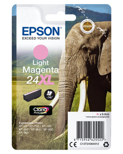  Epson 24XL Elephant Light Magenta High Yield Ink Cartridge 10ml - C13T24364012 