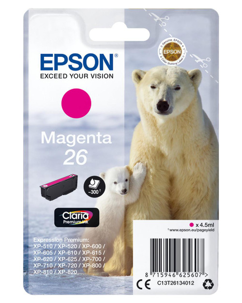  Epson 26 Polar Bear Magenta Standard Capacity Ink Cartridge 4.5ml - C13T26134012 