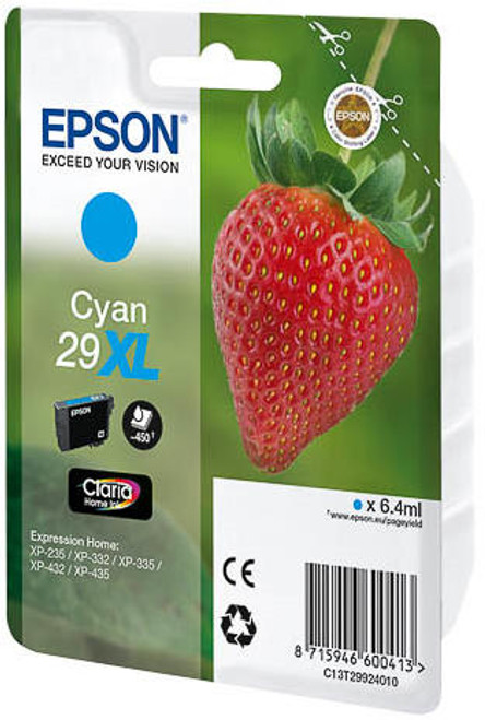 Epson 29XL Strawberry Cyan High Yield Ink Cartridge 6ml - C13T29924012