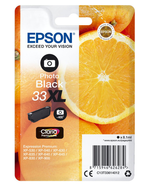  Epson 33XL Oranges Photo Black High Yield Ink Cartridge 8ml - C13T33614012 