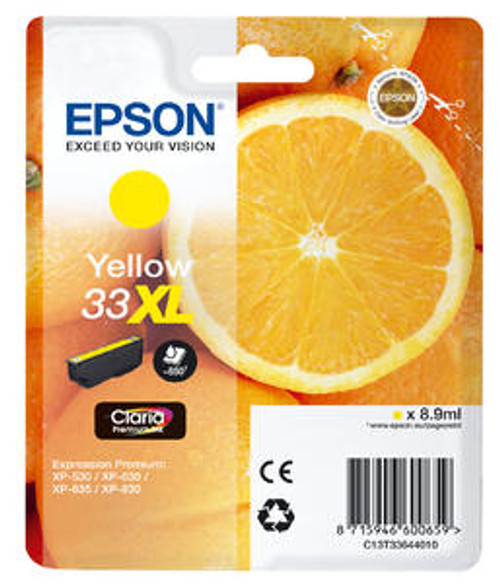 Epson 33XL Oranges Yellow High Yield Ink Cartridge 9ml - C13T33644012