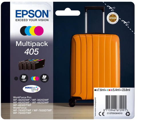  Epson 405 Durabrite Multi Pack Inkjet Suitcase 4 Colours 