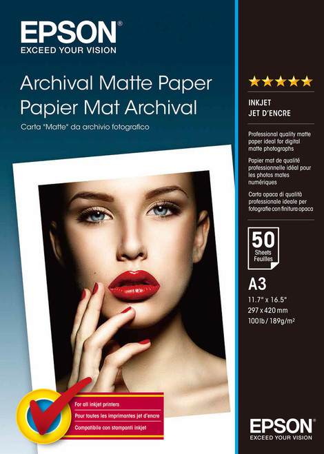 Epson Archival Matte Paper, DIN A3, 189g, 50 Sheets