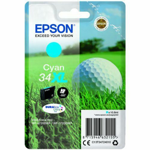 Epson Golf ball Singlepack Cyan 34XL DURABrite Ultra Ink