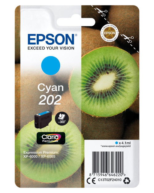  Epson Kiwi Singlepack Cyan 202 Claria Premium Ink 