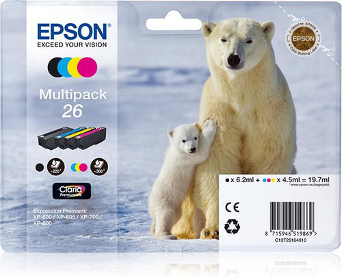  Epson Polar bear Multipack 4-colours 26 Claria Premium Ink 