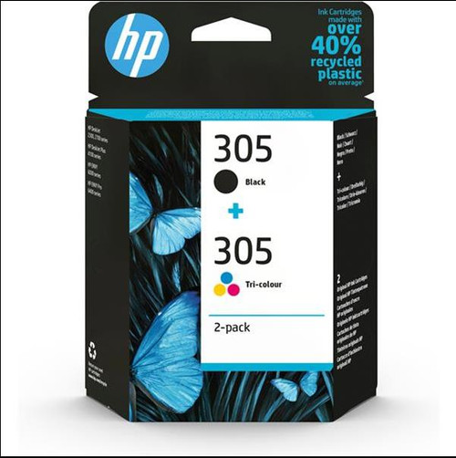  HP 305 Cyan Magenta Yellow Black Standard Capacity Ink Cartridge 2 pack - 6ZD17AE 