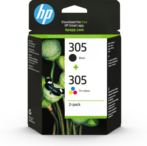 HP 305 Cyan Magenta Yellow Black Standard Capacity Ink Cartridge 2 pack - 6ZD17AE - main product image