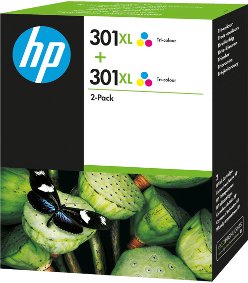 Original HP 301XL 2-pack Tri-color Cyan, Magenta, Yellow Multipack of Ink Cartridges (D8J46AE) - main product image