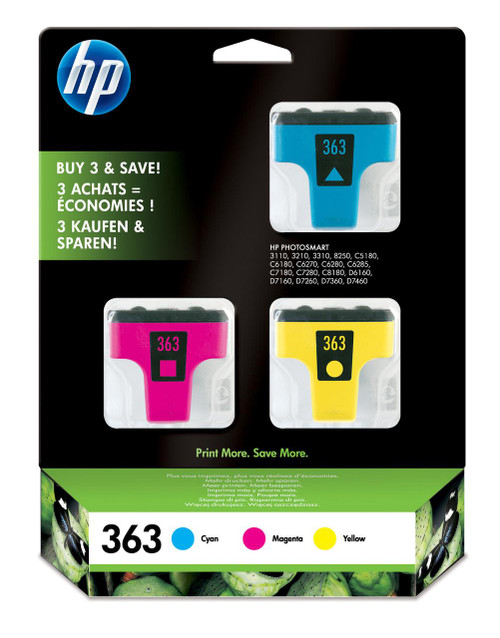 HP Original HP 363 Cyan, Magenta, Yellow Multipack of Ink Cartridges (CB333EE) 