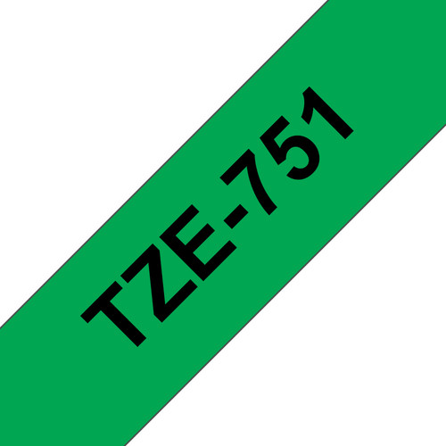 BROTHER TZE751 BLACK ON GREEN 24MM GLOSS - main product image