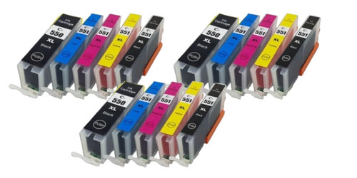 Cartridge World 3 x Compatible with Canon PGI-550/CLI-551 XL Multipack 15 Cartridges Cartridge World 3 x Compatible with Canon PGI-550/CLI-551 XL Multipack 15 Cartridges