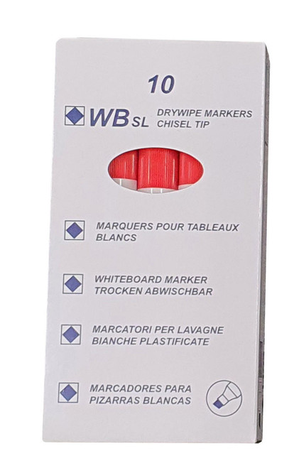 Cartridge World Drywipe Chisel Tip Marker Red (10)