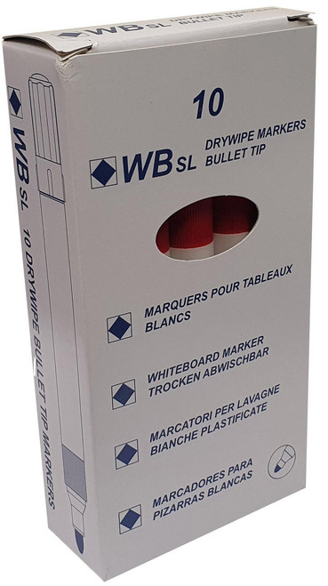 Cartridge World Drywipe Bullet Tip Marker Red (10)