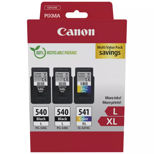 Canon PG-540L/CL-541XL High Capacity 3 Ink Cartridge Multipack (5224B017) - main product image