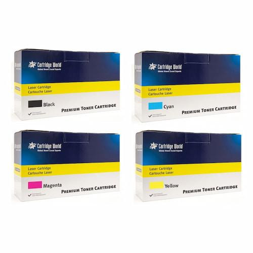 Cartridge World CompatibleXerox 006R0438 4 Colour Toner Cartridge Multipack, image showing four boxes of toner cartridges in black, cyan, magenta, and yellow colors.
