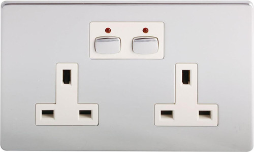 EnerGenie Mi Home Style Double Socket Chrome, electrical power outlet with chrome double socket and switch.