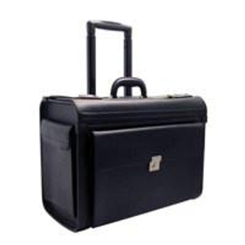 Monolith Wheeled Pilot Trolley Case, black wheeled travel suitcase with retractable handle and front pocket