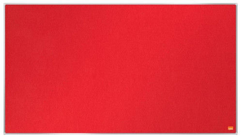 Nobo ImpPro Felt Board, red felt notice board with silver frame measuring 890x500mm.