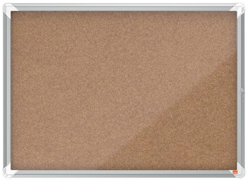 Nobo PremPls Cork Lock Board 8xA4, cork surface with a silver frame for organization and display.