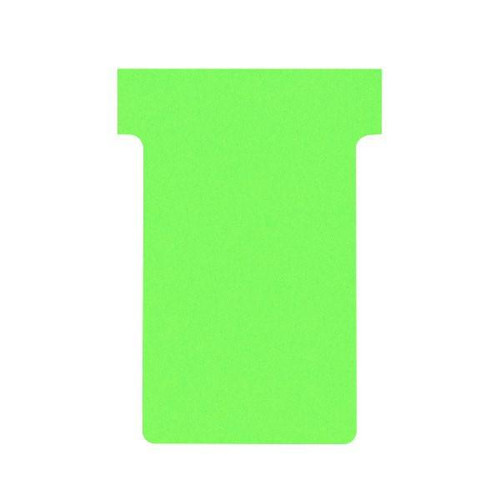 Nobo T-Cards A80 Size 3 GN, bright green fluorescent card with a rectangular shape and rounded corners.