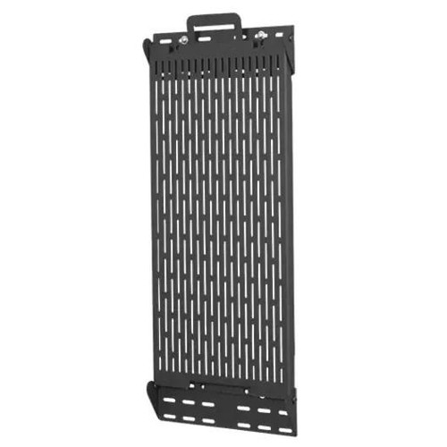 Proximity CSPR Component Storage Panel, black metal grid panel with multiple slots for organizing electrical components.