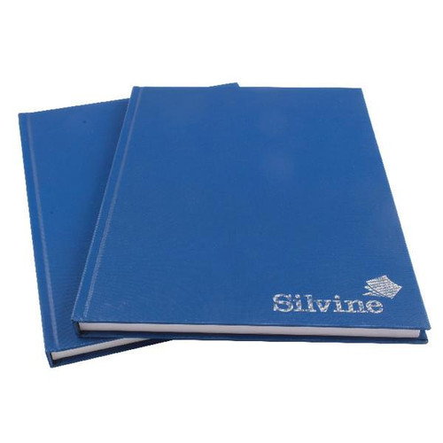 CW Office Silvine A4 Casebound Notebook Feint Blue PK6, a set of six blue casebound notebooks with a textured cover and Silvine branding on the front.