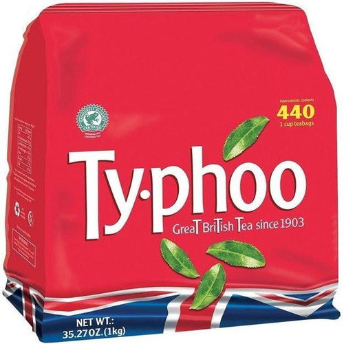 CW Office Typhoo One Cup Tea PK440, red packaging with tea leaves, contains 440 tea bags, 1kg