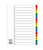 CW Office ValueX Index Mylar 1-15 A4, colored index tabs with numbered labels from 1 to 15 on a transparent sheet.