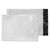 CW Office C4+ Polypost Poly Pocket White P&S PK100, white plastic poly pocket sheets with black sealing strip for document organization.